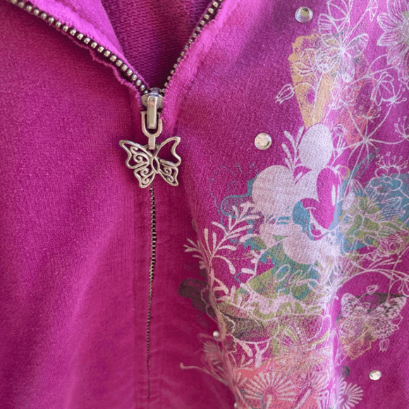 Disney Zip Hoodie | Pink Floral Graphic | Size L | Vintage - Picture 5 of 5
